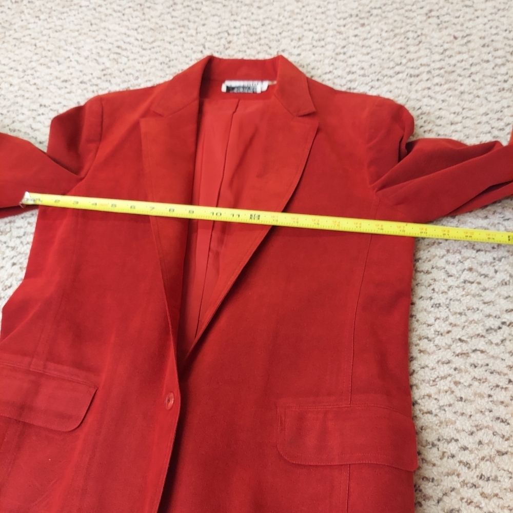 Blassport Ultra Suede Blazer Jacket Women Medium Red Long Sleeve DISCOLORED - Picture 10 of 15